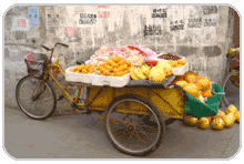 Dreirad eines Obstverkäufers
